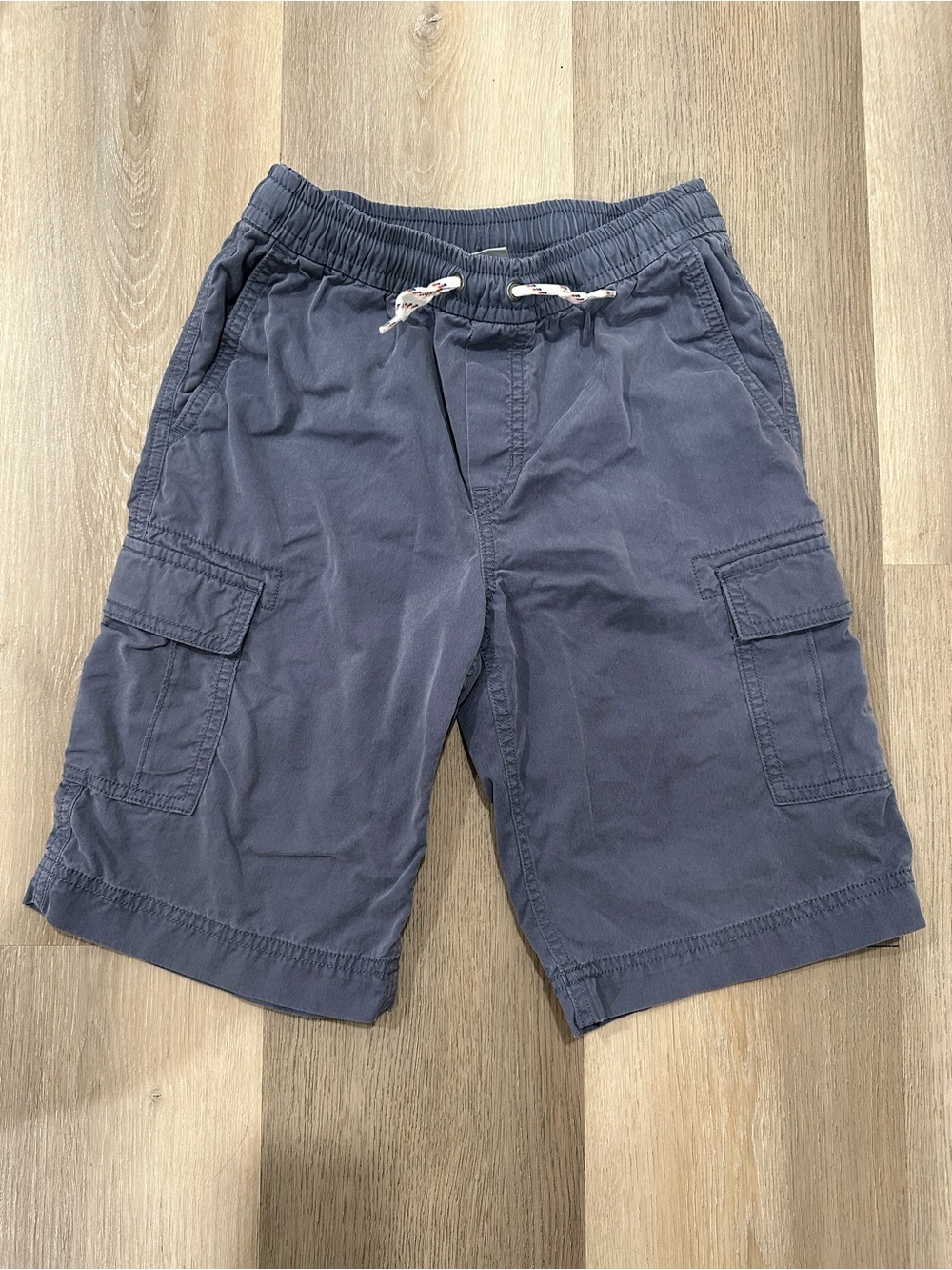 Hanna Andersson Boys Cargo Shorts Blue/ Grey 4 Pockets Durable Adjustable Waist